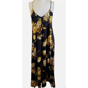 Chetta B Y2K Evening maxi Dress Strapless floral black gold vintage satin Large